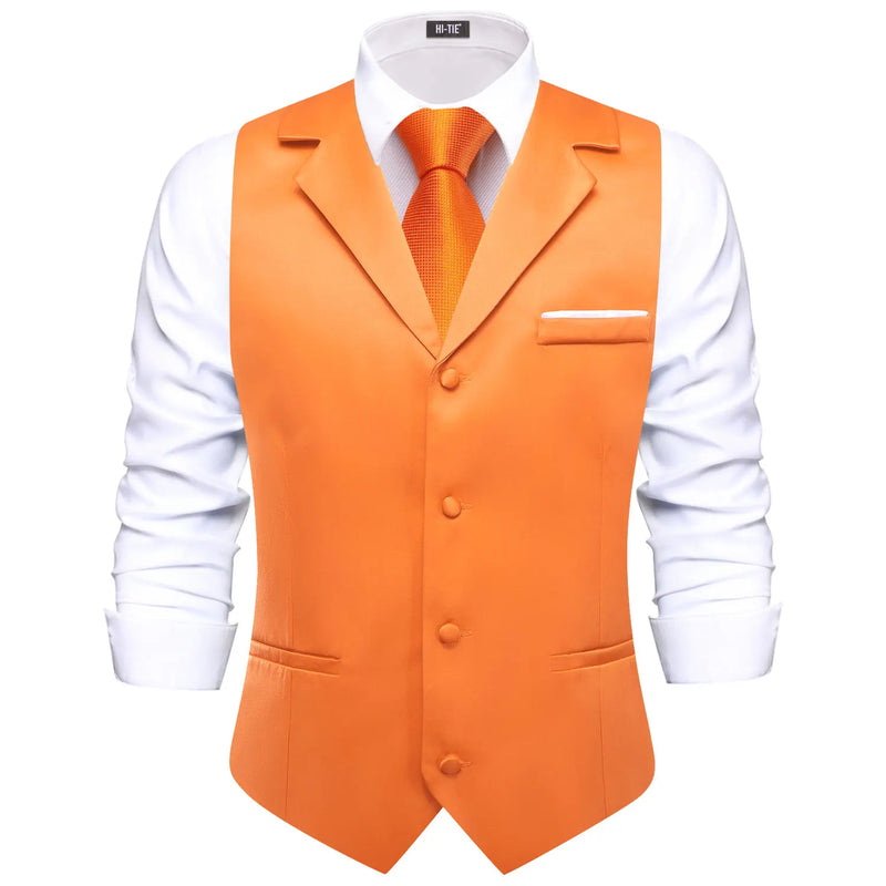 Hi-Tie Solid Black V-neck Men Vest With Tie Jacquard Tuxedo Dress Waistcoat Adjustable Jacket Casual Business Party Fashion