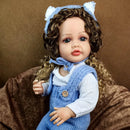 55 cm/22 inch Realistic Girl Reborn Baby Doll Silicone Vinyl Full Body Doll Reborn with Curls Birthday XMAS Easter Gift Toy