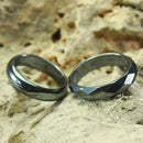 1PC Hematite Stone Rings for Women Men Natural Fashion Flat Plain Ring Couple Jewelry Gift Wedding Christmas Lovers Rings