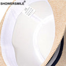SHOWERSMILE Grey Jazz Hat Men Classic Patchwork Fedora Hats Male British Style Brand 2022 Summer Outdoor Bucket Hats And Caps