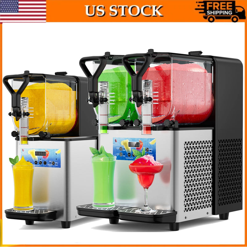 3/6L Commercial Slushie Machine Slush Maker Frozen Drink Maker Dispenser Ice-Cool Juice Smoothie Granita Vending Machine 110V