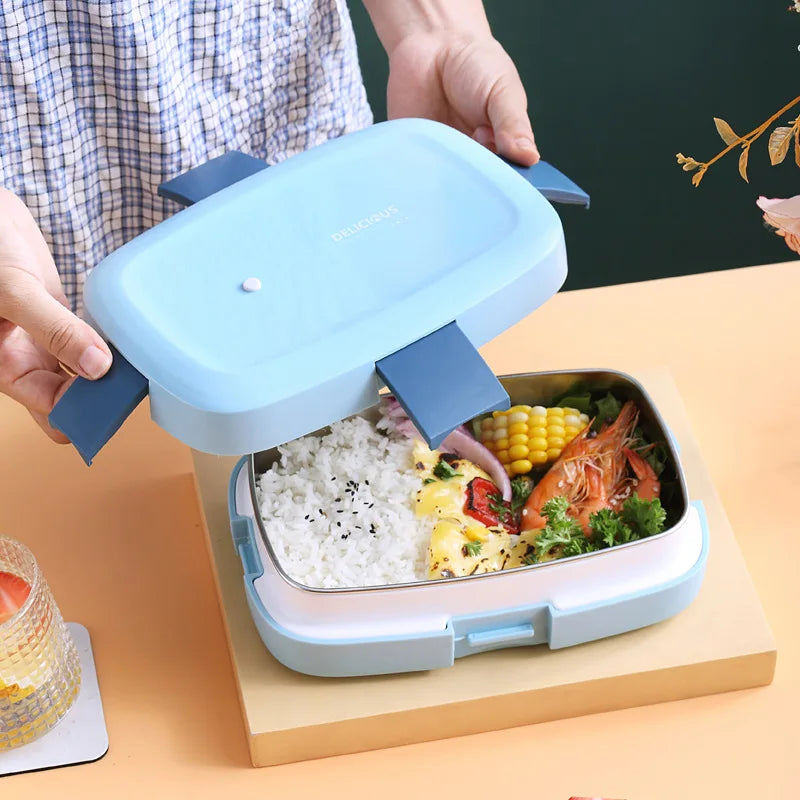 Plastic Thermal Lunch Box for Kids Worker Compartment Insulated Food Storage Container with Lid Kitchen Accessories
