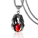 Klassische dominierende Drachenklaue Edelstahl Halskette für Männer Punk Rot Schwarz Kristallkugel Anhänger Halskette Modeschmuck