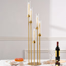 Gold Floor Candelabra 5 Arm Tall Candle Holder with Acrylic Lampshade for Wedding Table Birthday Party Decoration 10PCS