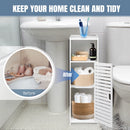 DayPlus Bathroom Floor Cabinet, 3 Tier Home Storage Cabinet with Doors & Shelves, Free Standing Tall Slim Side Organizer Cabinet