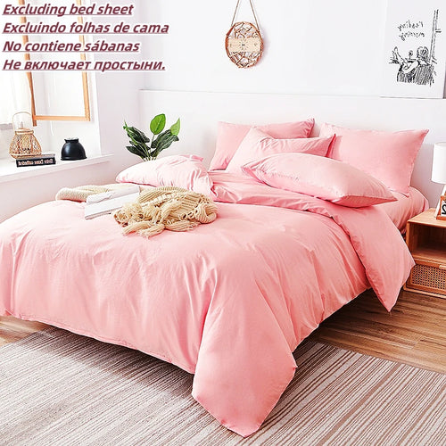 Kuup 3-teiliges unifarbenes Bettwäsche-Set Bettbezug-Set Weiche Bettwäsche Drucken Bettwäsche Queen Size Bettwäsche-Set Mode (Ohne Laken)