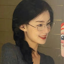 Oversized Japanese Harajuku Glasses Gold Silver Black Metal Square Glasses Vision Care Anti-blue Eyeglasses Frame Women Men