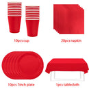 Solid Red Theme Birthday Party Supplies Disposable Dinnerware Paper Napkin Cup Plate Tablecloth Banner for Wedding Decoration