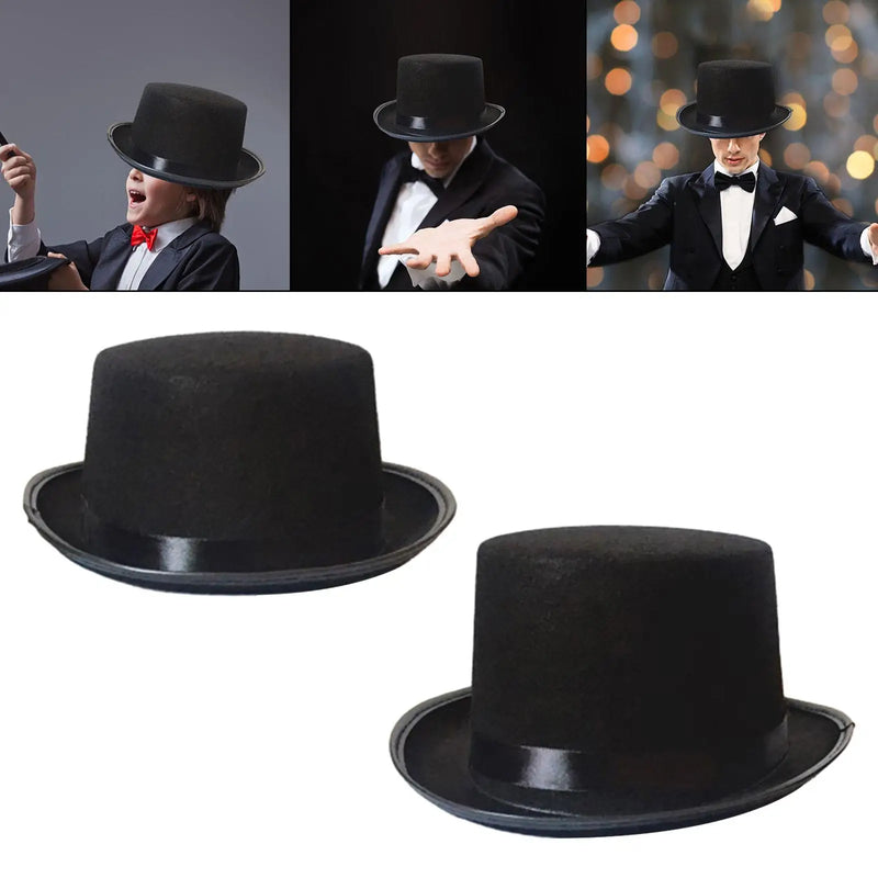 Black Top Hat Magician Fashion Adults Unisex Women Men Dress up Gothic Hat for Party, Carnival, Nightclub, Cosplay, Halloween,