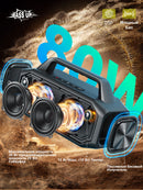 W-KING BT261-2 Portable Bluetooth 80W Wireless Speaker, IPX6 Waterproof Loud with Bass Boost, Stereo Pairing, Reverse Charging