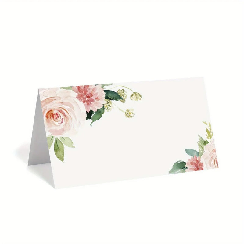 20/50/100pcs Color Printed Flowers Wedding Seating Number Card Name Place Cards Christmas Birthday Party Greeting Table Card