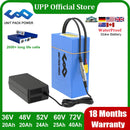 EScooter E-Bike Akku Pack 36V 48V 52V 60V 72V 40Ah 25Ah 20Ah Wasserdichte Lithium-Batterien 250W-3000W Motorrad/Dreiräder/Fahrrad