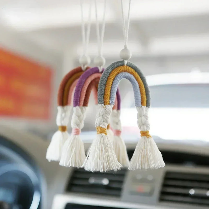 Creative Cute Rainbow Decor Hanging Pendant Ornament Car Rear View Mirror Car Pendant Hanging Car Styling Accessories 3 Color
