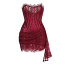 The Lace Hour | Strapless Lace-Panel Sheath Mini Dress