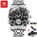 OLEVS Original Uhr für Herren, Automatische Mechanische Armbanduhr, Top-Marken Luxus Tourbillon Armbanduhr Klassische Herren Schwarze Uhren 6607
