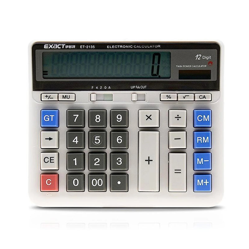 Large Computer Electronic Calculator Counter Solar & Battery Power 12 Digit Display Multi-functional Big Button for Business Off