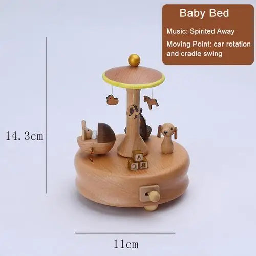 Elegant Wooden Music Box Castle Carousel Musical Box Birthday Christmas Gift For Girlfriend Boyfriend Music Sound Box Present