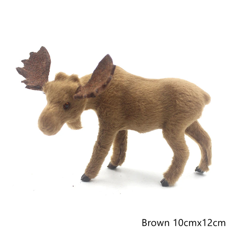 Simulation Christmas Deer Model Favor Xmas Home Decoration Craft Ornaments Display Table Reindeer Elk Animal Miniatures Kid Gift