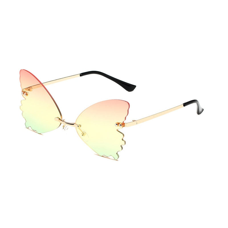 2022 Vintage Dragonfly Wings Sunglasses Fashion Rimless Women Clear Lens Eyewear Men Pink Sun Glasses UV400 Eyewear Female