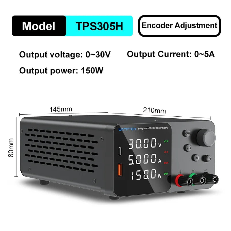 Wanptek Laboratory DC Power Supply Adjustable 30V 10A 60V 5A Regulated Lab 120V 3A Bench Power Supply