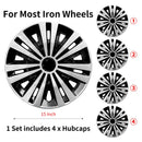 4 PCS Wheel Covers Hubcaps Design For 15 Inch Steel Wheels R15 Tire For Most Family Cars