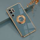 Luxuriöse, magnetische Silikonhülle mit Beschichtung für Huawei P30 P40 Pro P20 Mate 20 P30Pro Honor 20 Pro Weiche Hülle Ständer Ringhalter