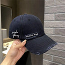 Purple Pleated Baseball cap New 2023 Flat Tongue Hat Small Face Wide brim Versatile Sunscreen Baseball cap for Men and Women