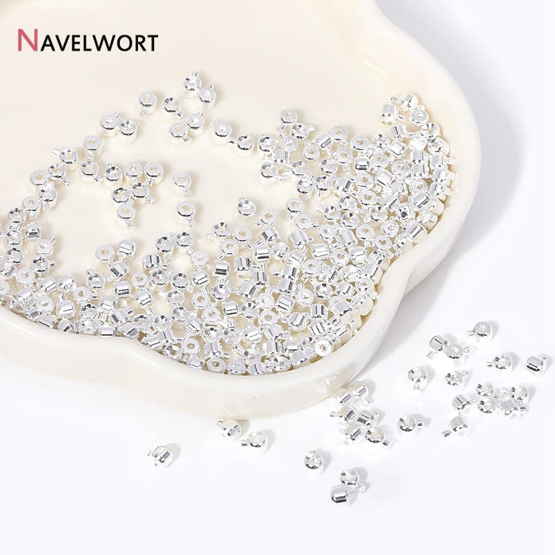 10/20pcs 18K Gold Plated Crimp Beads End Bead For Jewelry Making,Brass Snap Crimp Clasps For DIY Bracelet Making Accessories