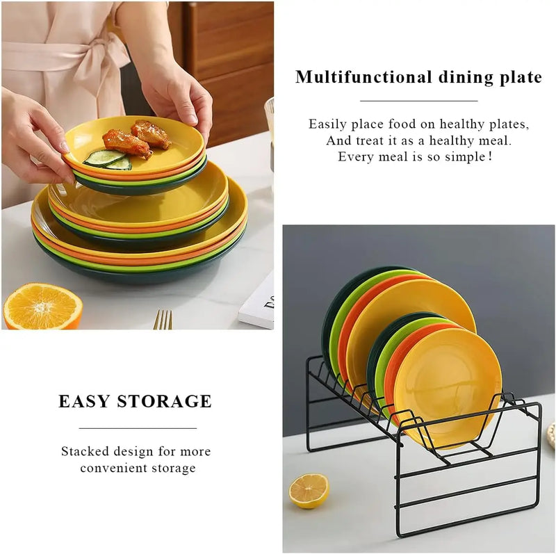 Plastic Plates Set of 12 Pieces,Dinner Plates 3 Size 6.25/7.75/9.25 inch Unbreakable Reusable Dishes for All Purpose and All Age