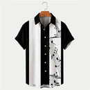 2024 New Men's Shirt Summer Bowling Shirt Note Pattern Printed Daily Short Sleeve Button Comfortable Casual Men's Clothing