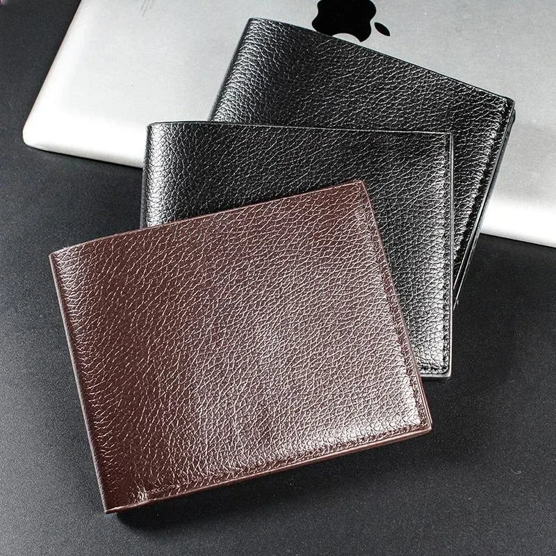 1PC Men's Wallet Genuine Leather Women Wallets Premium Product Real Cowhide Wallets for Man Short Black Walet Portefeuille Homme