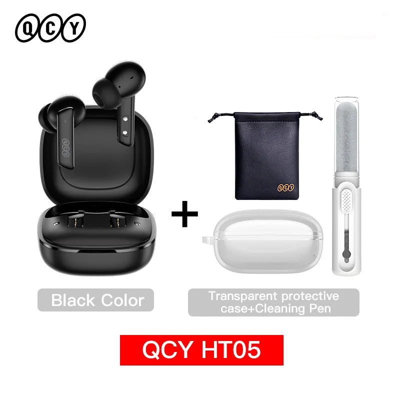 QCY HT05 ANC Wireless Earphones 40dB Active Noise Cancelling Bluetooth 5.2 Headphones 6 Mic ENC HD Call Headset TWS Earbuds