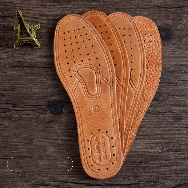 4Pcs Cowhide Leather Insole For Shoes Men Comfortable Deodorant Orthotic Insoles Flat Feet Lightweight Leather Flats Shoe Soles