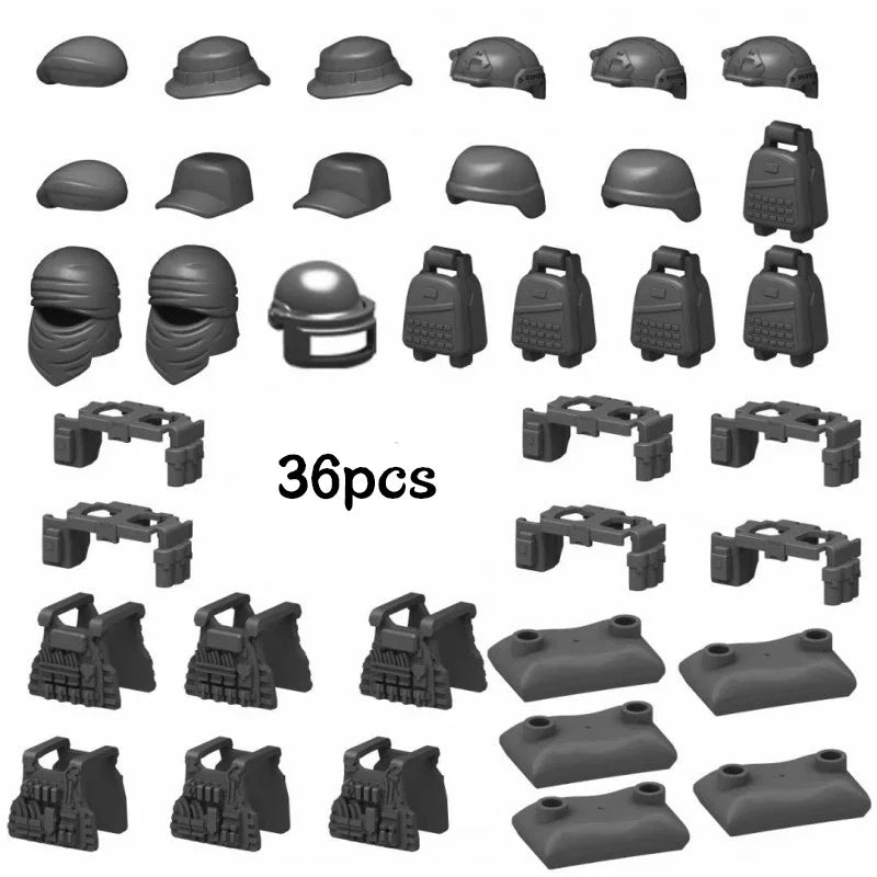 SWAT Military Special Forces camouflage Helmet Vest Soldier Army Mini Action Figures Team Set Parts Building Blocks Bricks Toys