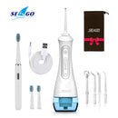 Seago Rechargeable Electric Toothbrush with Water Flosser Adults Sonic Tooth Brush Oral Dental Irrigator White Black Home Gift
