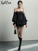 Sylcue 2023 Summer Party Formal Retro Princess Senior Texture Intellectual Elegant Avant-Garde Personalized Women'S Cool Dress