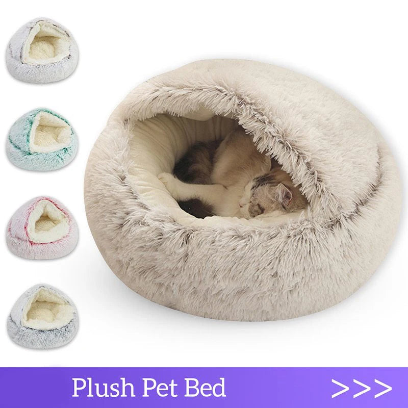 Cat Bed Pet Mattress Warm Soft Plush Pet Bed with Cover Round  Cat Dog  Sleeping Nest Cave for Small Dogs kitten