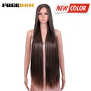 FREEDOM Synthetic Lace Front Wigs For Women Super Long 38Inch Ombre Blonde Highlight Ginger Straight Lace Wigs Cosplay Wigs