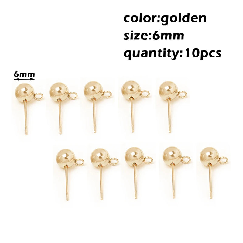 Stainless Steel Round Ball Post Earrings Stud Loops Earring Hooks Earplug  Fit Women DIY Earring Jewelry Making Christmas Craft
