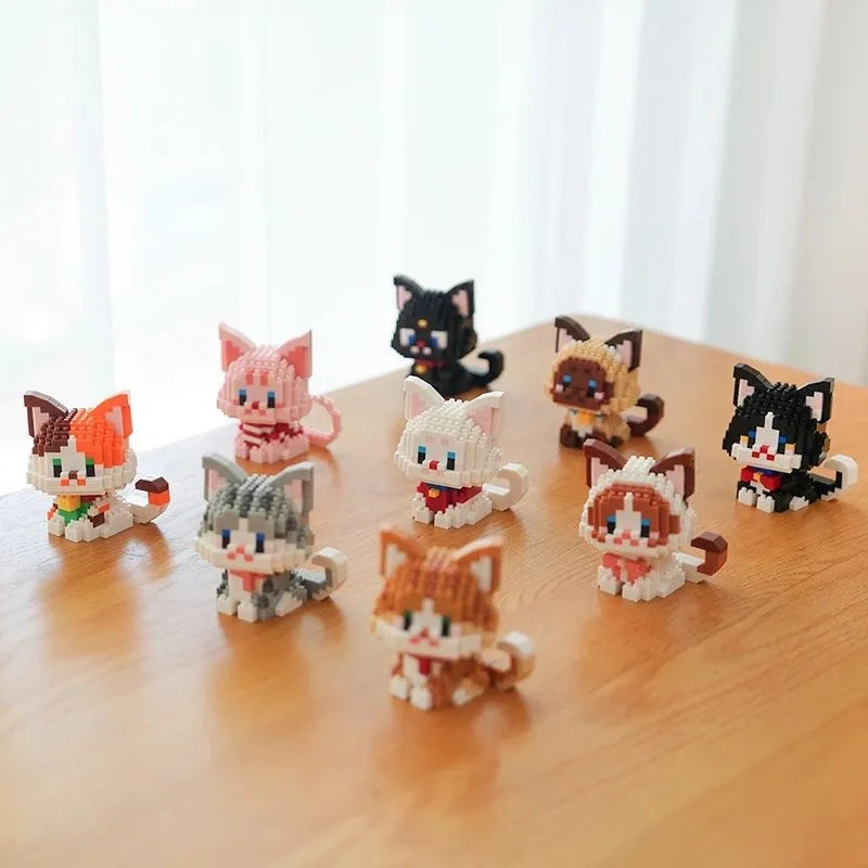 Micro Particle Building Blocks Cute Pet Cat Series Cute Diy Assembled Toys Orange Cat Black Cat Gift Children's Puzzle Gift