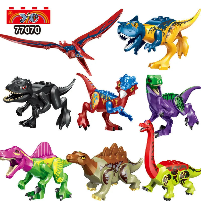 Jurassic Dinosaur Park Dinos World Building Blocks Animals Tyrannosaurus Rex Indominus I-Rex Blue Figures Triceratops Toys