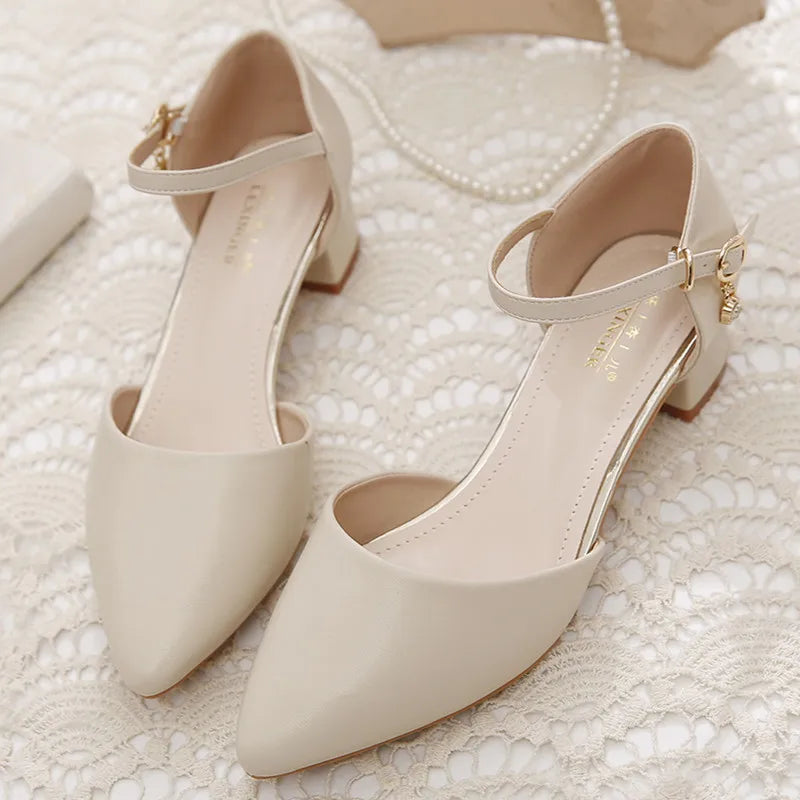 Women Heels Mary Janes High-heeled Sandals Pointed Toe Elegant Woman Shoes Pumps Medium Heel New In Casual Comfortable Designer
