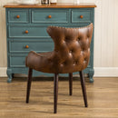 Viking Tufted Button Back Barrel Chair with Nailhead Brown