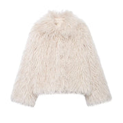 HH Winter Female Trendy Elegant Fur Coats Casual Solid Long Sleeves Turn Down Collar 3 Colors Autumn Warm Chic Jackets