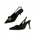Comfort Shoes for Women Pointed Heel Sandals 2025 Summer Shallow Mouth Suit Female Beige Retro New Girls Stiletto Black  Spring
