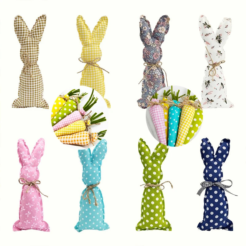 1pc Easter Rabbit Doll Toys Bunny Cloth carrot Cute for Easter Home Party Decoration Supplies Kid Gift Favor Doll Ornament 2024