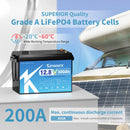 KEPWORTH 12V 300Ah LiFePO4 Battery, Built-in 200A BMS 3840Wh Energy Deep Cycles, Perfect for Off-Grid, Motorhome, Solar System