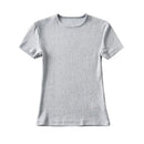 Casual Summer Woman Skinny Fit T-shirt Tight Short-Sleeve O-neck Tee Basic Solid Crop Tops T Shirt