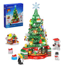 Christmas Tree and Decorations Santa Claus Sleigh Snowman Building Blocks Toys Suit with Light Kit for Children's Gifts