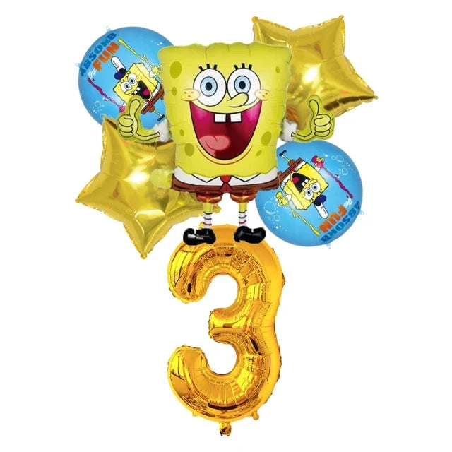 Cartoon Yellow Sponge-Bob Theme Party Supplies Disposable Tableware Plate Cup Tablecloths Balloons For Kids Birthday Baby Shower